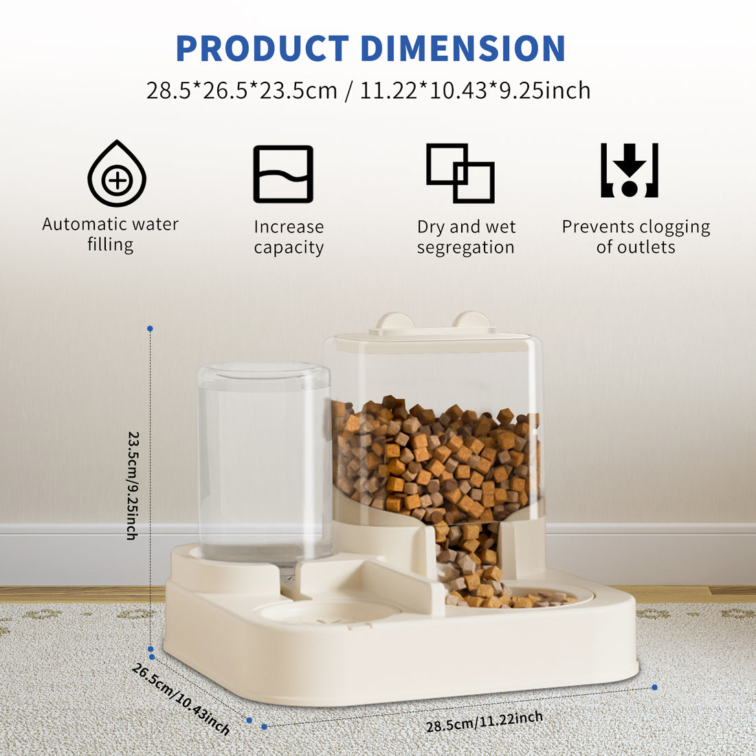 Transparent Automatic Pet Food & Water Dispenser – Self-Refilling Feeder for Cats & Dogs