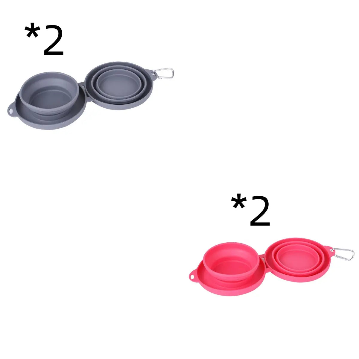 Rubber Foldable Double Bowl Pet Feeding Bowl Pets Supplies Dog Cat Bowls mzon store