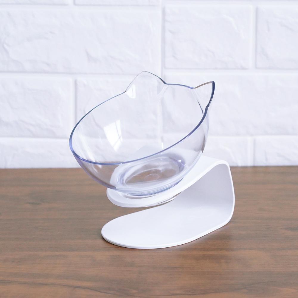 Inclined Cat Bowl – Ergonomic Oblique Mouth Pet Food Dish, Transparent & Anti-Spill