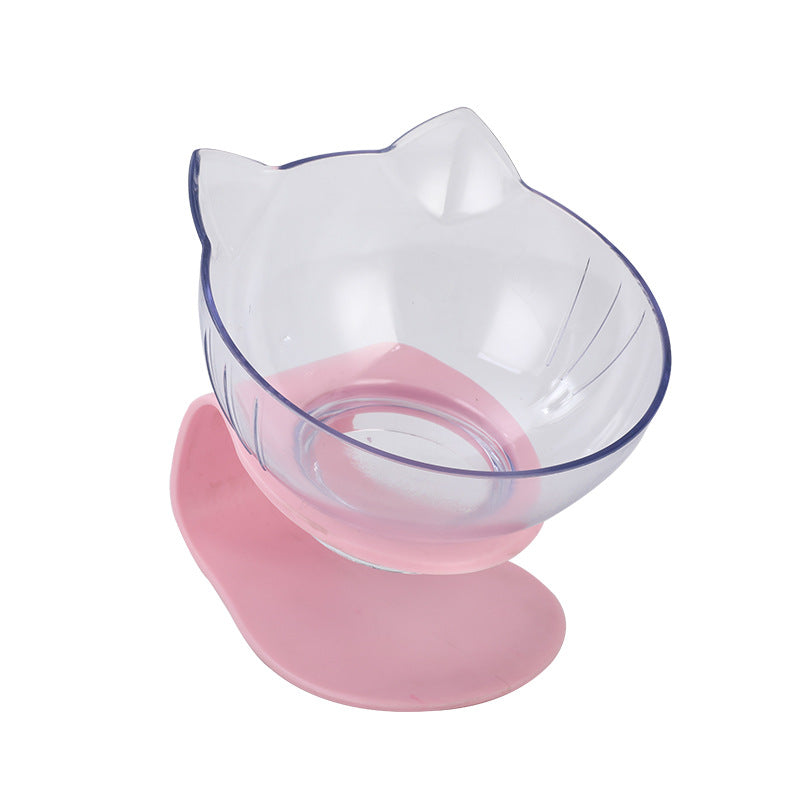 Inclined Cat Bowl – Ergonomic Oblique Mouth Pet Food Dish, Transparent & Anti-Spill