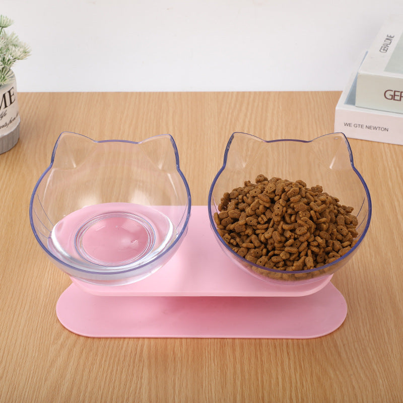 Inclined Cat Bowl – Ergonomic Oblique Mouth Pet Food Dish, Transparent & Anti-Spill