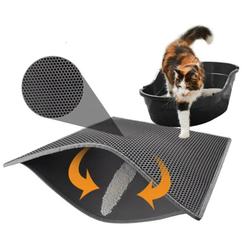 Honeycomb Cat Litter Mat – Waterproof Double-Layer Litter Trapping Pad with EVA Anti-Slip Base mzon store