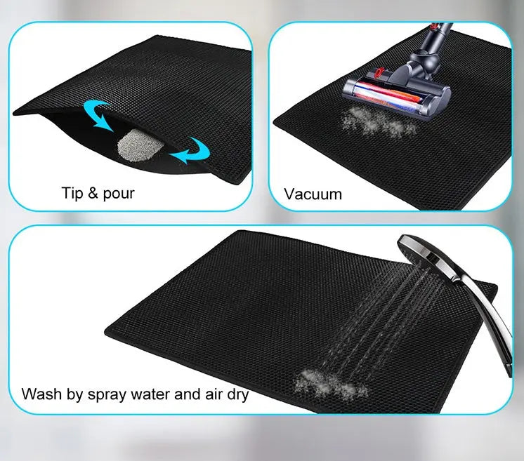 Honeycomb Cat Litter Mat – Waterproof Double-Layer Litter Trapping Pad with EVA Anti-Slip Base mzon store