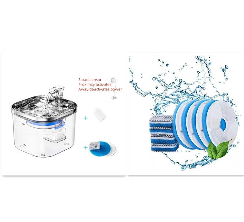Stainless Steel Automatic Pet Water Fountain – Intelligent Circulating Dispenser for Cats & Dogs