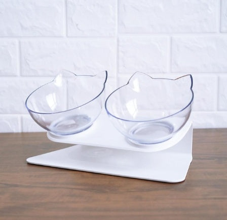 Inclined Cat Bowl – Ergonomic Oblique Mouth Pet Food Dish, Transparent & Anti-Spill