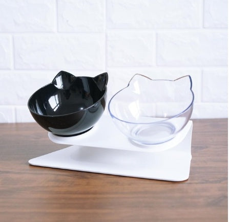 Inclined Cat Bowl – Ergonomic Oblique Mouth Pet Food Dish, Transparent & Anti-Spill