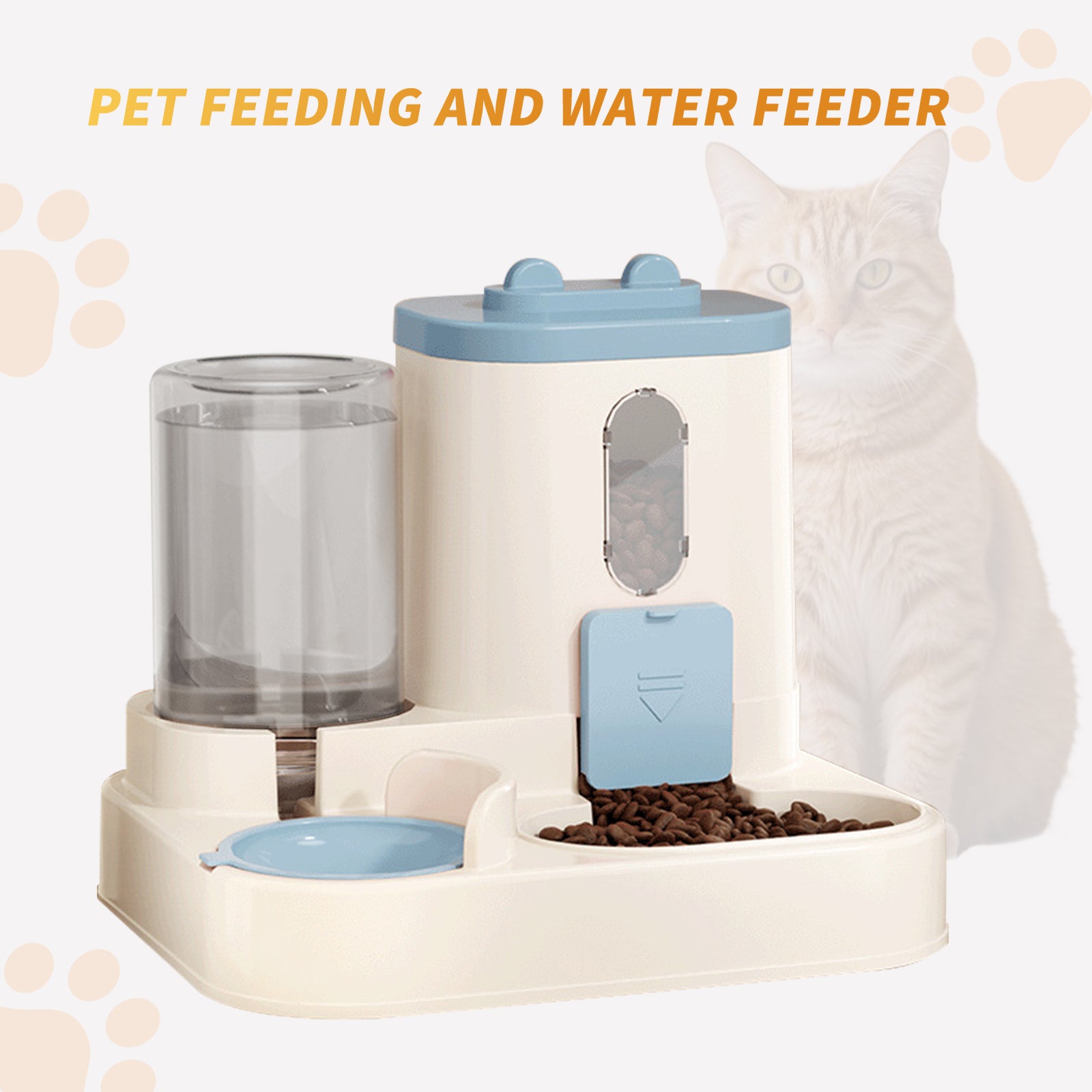 Fully Automatic 2-in-1 Cat Food & Water Dispenser – Smart Pet Feeder with Integrated Water System