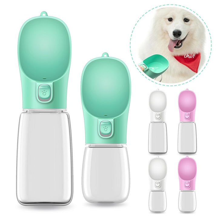 Portable Pet Water Bottle with Button-Dispense Cup – Travel-Friendly Drinking Cup for Dogs & Cats