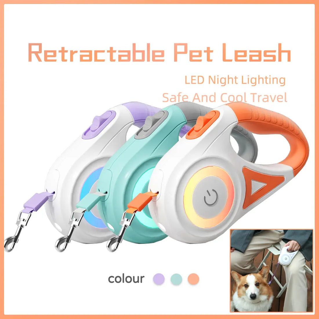 Retractable Dog Leash with One-Button Brake – 3m & 5m Automatic Extendable Pet Traction Rope with Optional Collar mzon store