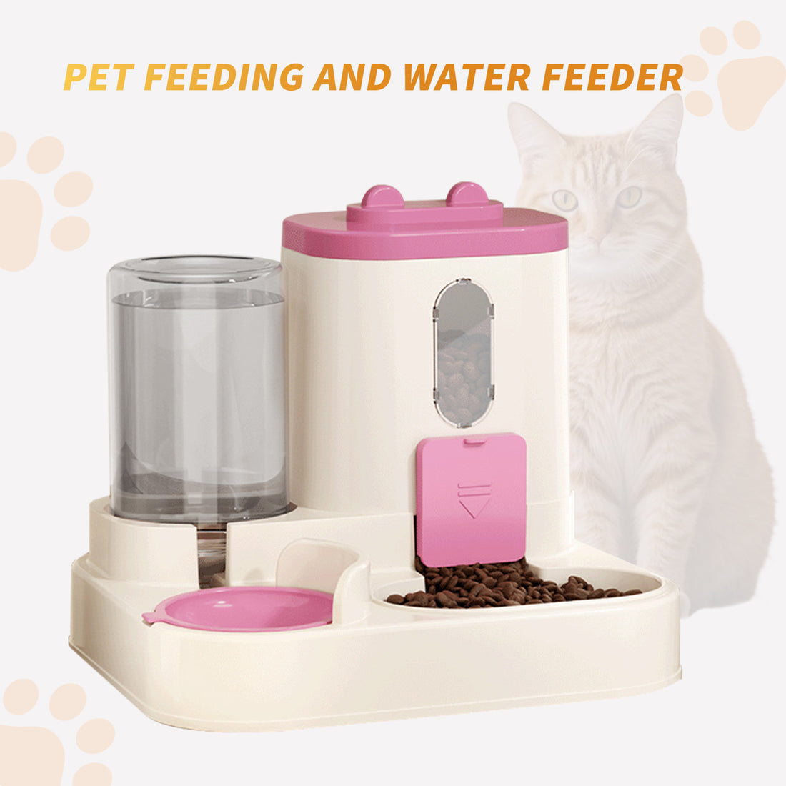 Fully Automatic 2-in-1 Cat Food & Water Dispenser – Smart Pet Feeder with Integrated Water System