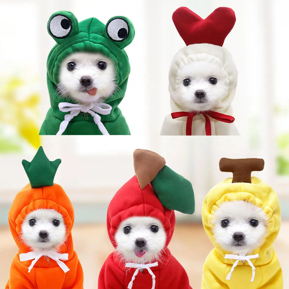 Cute Fruit Dog Hoodie – Warm Fleece Pet Clothes for Small Dogs, Puppies & Cats mzon store