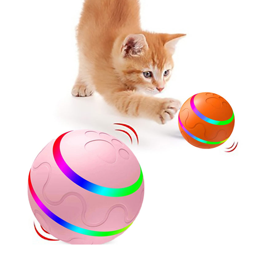 Automatic Interactive Cat Ball Toy – USB Rechargeable Self-Rotating Smart Ball with Crazy Mode (Remote Control Option)