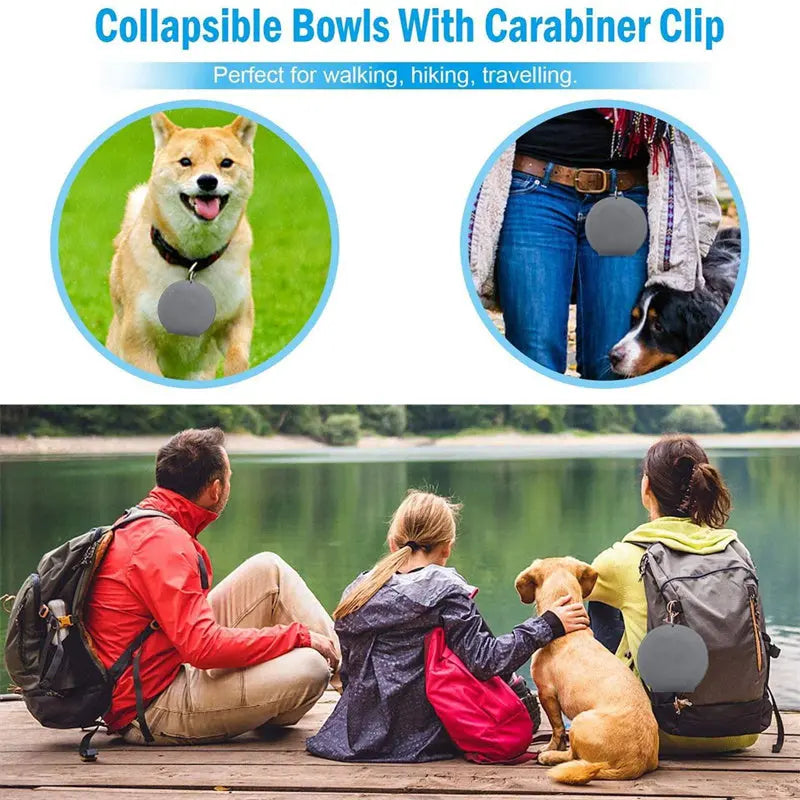 Rubber Foldable Double Bowl Pet Feeding Bowl Pets Supplies Dog Cat Bowls mzon store