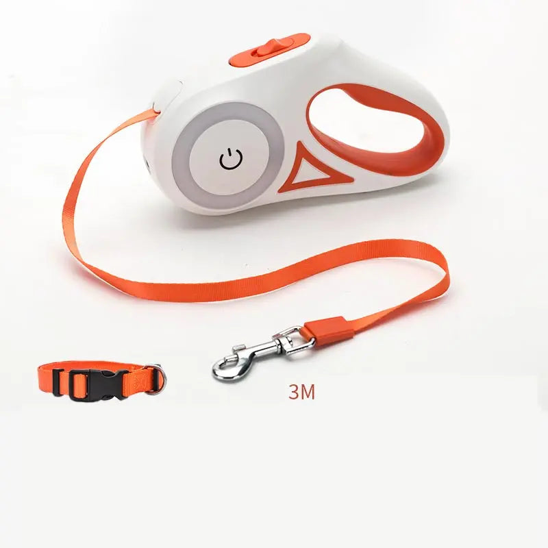 Retractable Dog Leash with One-Button Brake – 3m & 5m Automatic Extendable Pet Traction Rope with Optional Collar mzon store