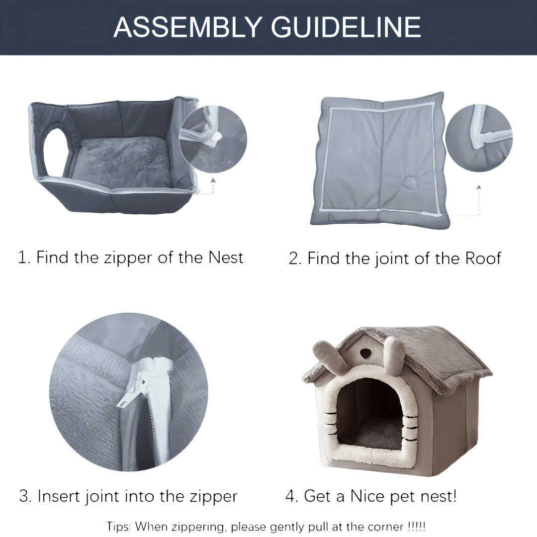 All Season Dog House Style Bed Removable Washable Pet Bed