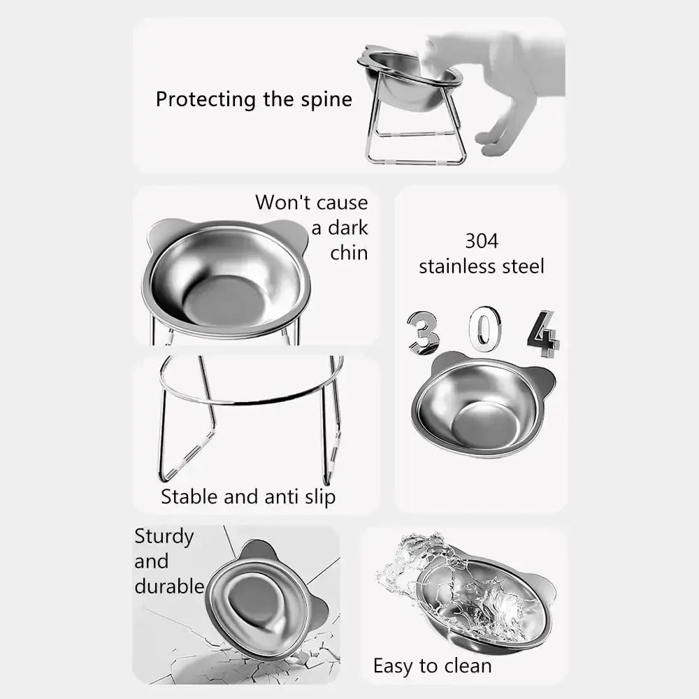 15° Elevated Stainless Steel Raised Cat Bowl Shop1105135890 Store