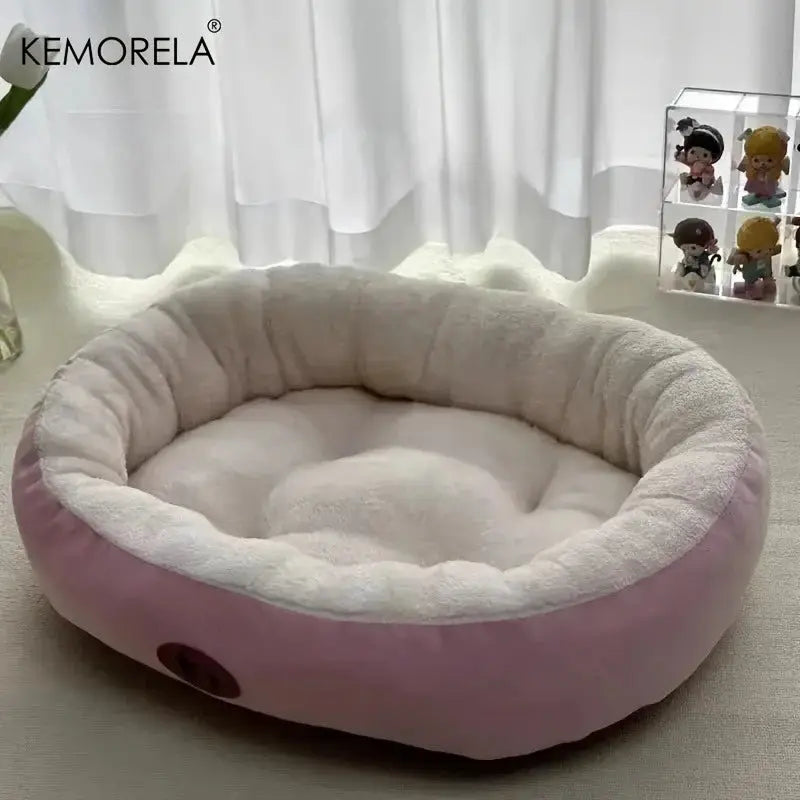 Plush Oval Pet Bed for Dogs & Cats — Washable, All-Season KEMORELA Pet Supplies Store