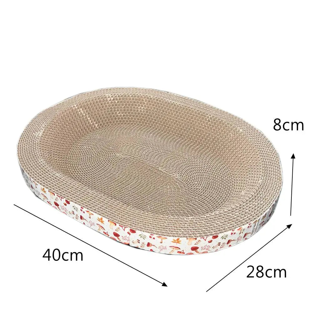 Oval Cat Scratching Board with Catnip - Corrugated Cardboard Scratcher & Bed Stone's Store