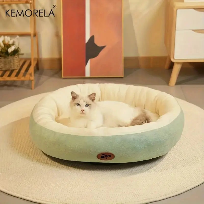Plush Oval Pet Bed for Dogs & Cats — Washable, All-Season KEMORELA Pet Supplies Store