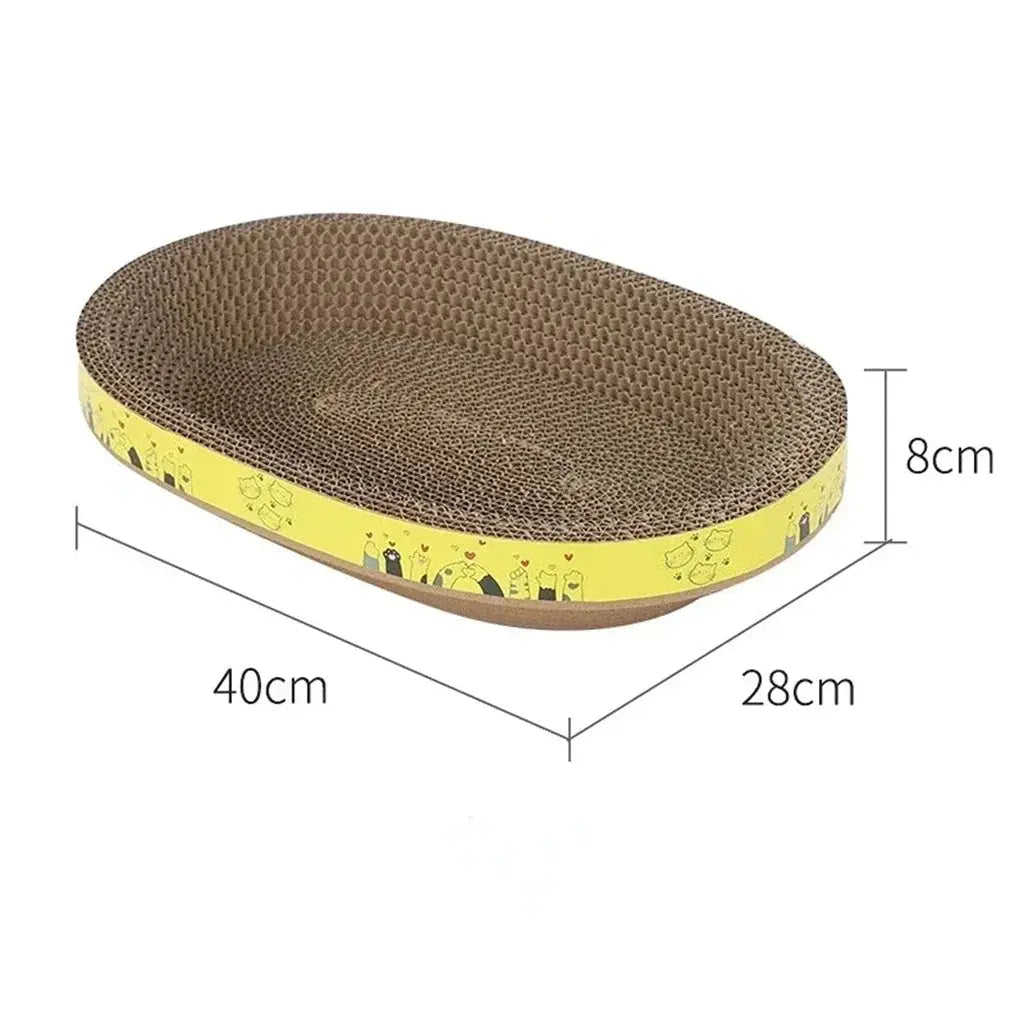 Oval Cat Scratching Board with Catnip - Corrugated Cardboard Scratcher & Bed Stone's Store