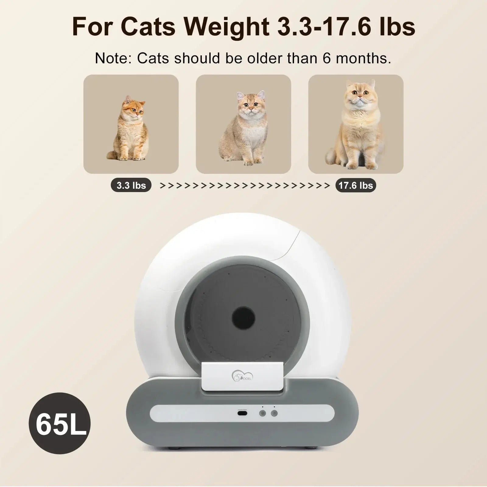 DOEL 65L Self-Cleaning Cat Litter Box with App TOPSNS Store