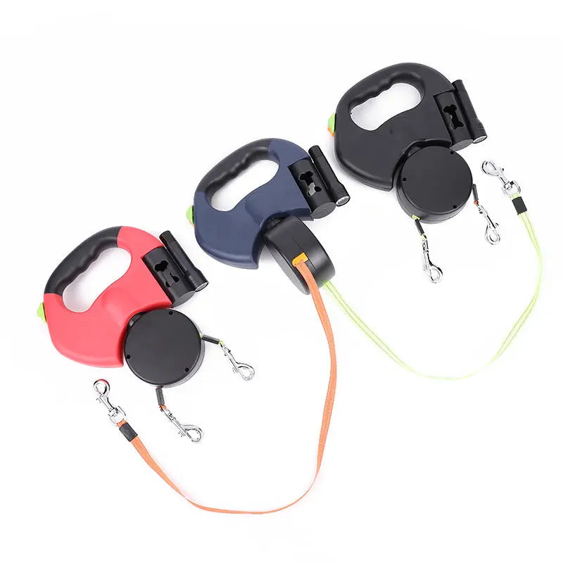Retractable Dog Leash for Small Dogs – Dual 360° Swivel Leash with Reflective Strip, Flashlight & Poop Bag Holder mzon store