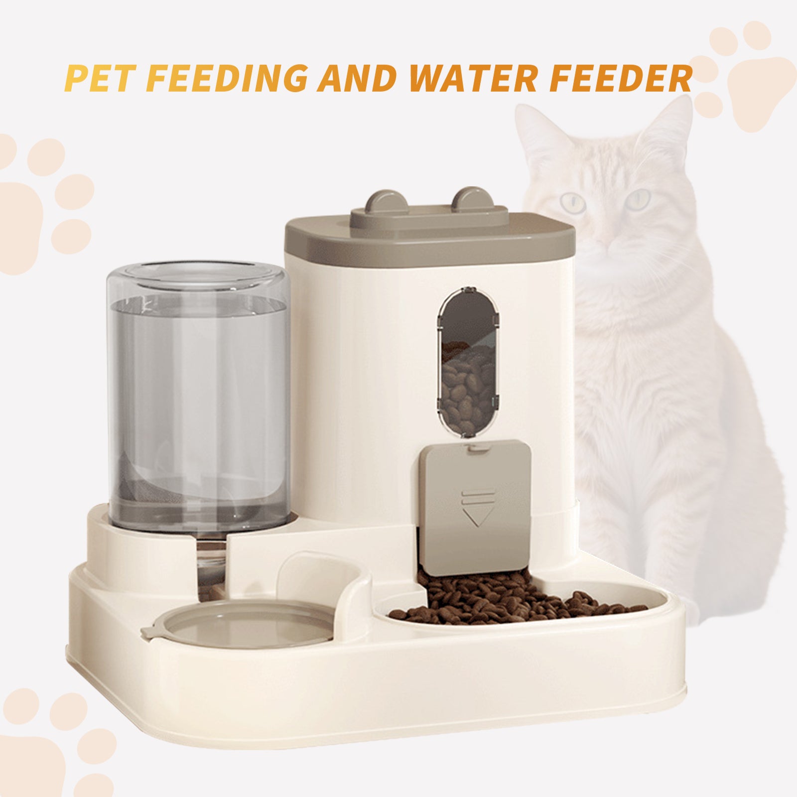 Fully Automatic 2-in-1 Cat Food & Water Dispenser – Smart Pet Feeder with Integrated Water System