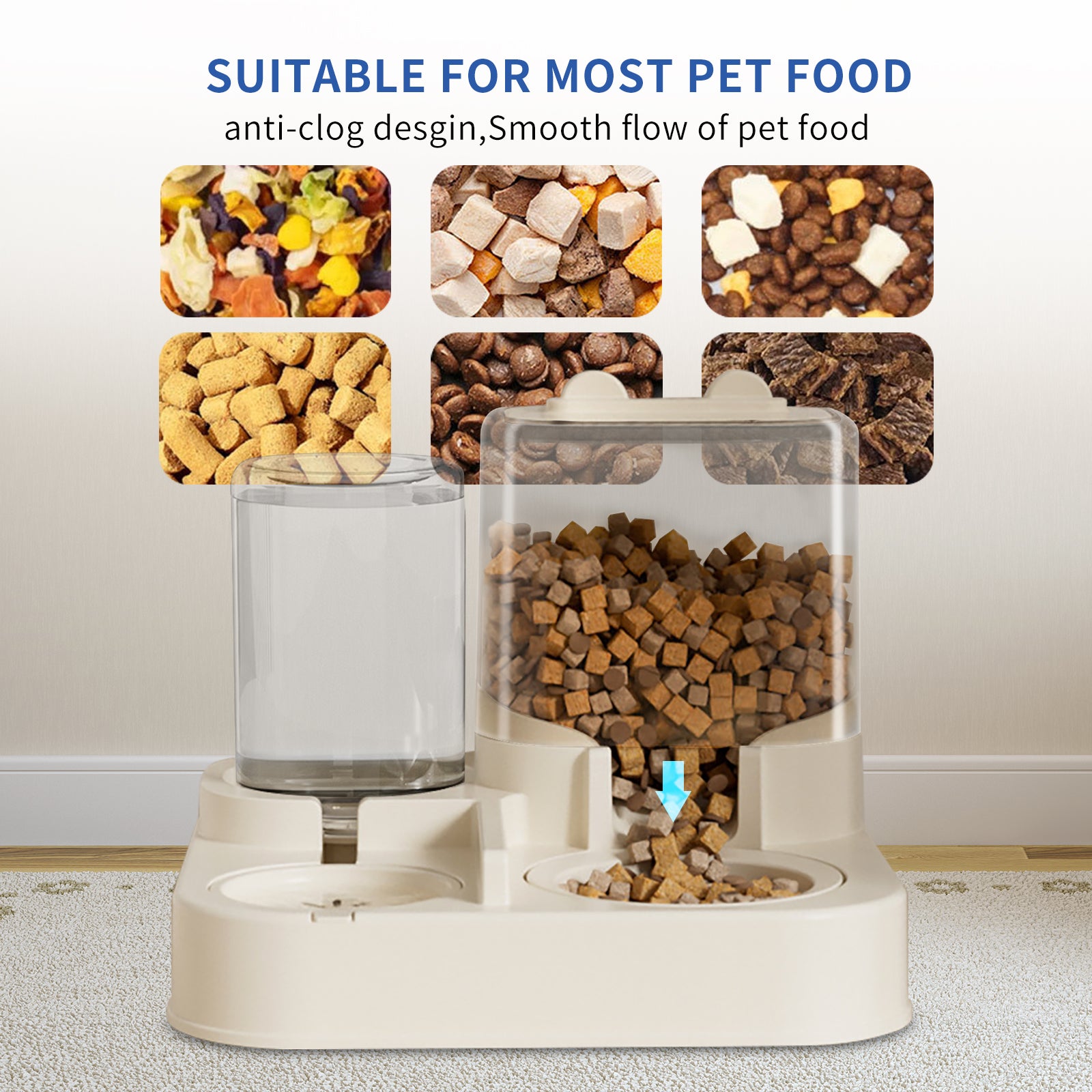 Transparent Automatic Pet Food & Water Dispenser – Self-Refilling Feeder for Cats & Dogs