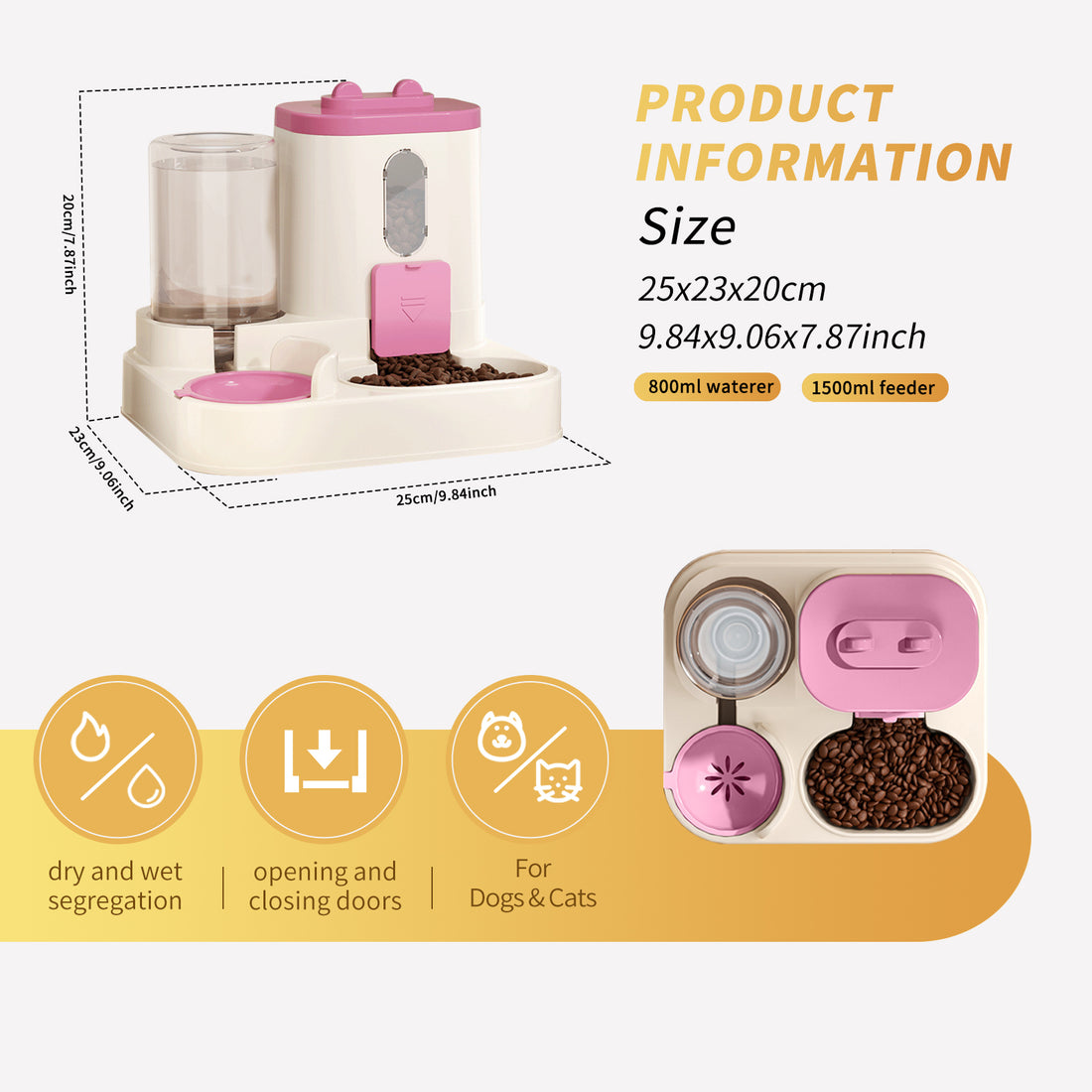 Fully Automatic 2-in-1 Cat Food & Water Dispenser – Smart Pet Feeder with Integrated Water System