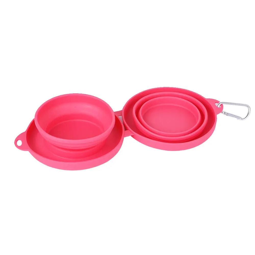 Rubber Foldable Double Bowl Pet Feeding Bowl Pets Supplies Dog Cat Bowls mzon store