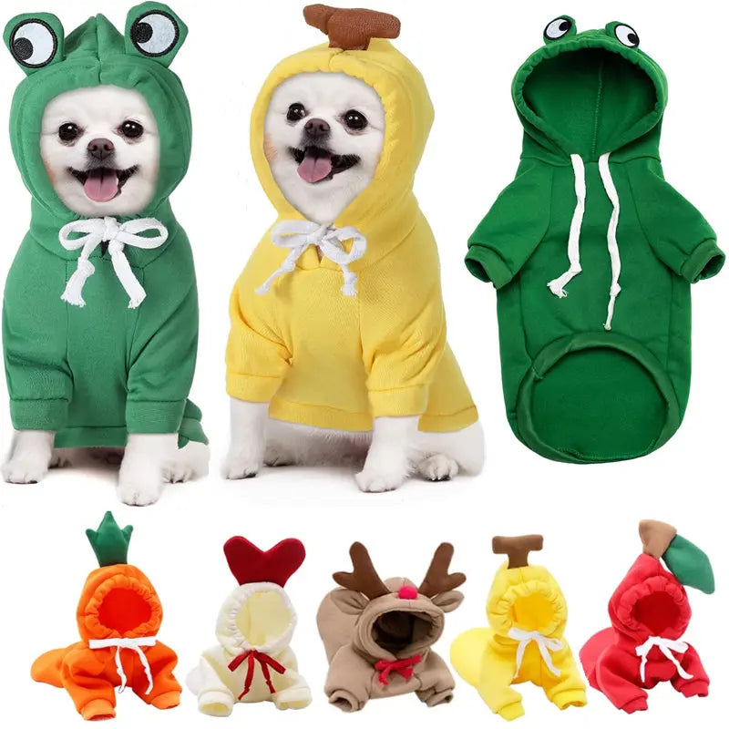Cute Fruit Dog Hoodie – Warm Fleece Pet Clothes for Small Dogs, Puppies & Cats mzon store