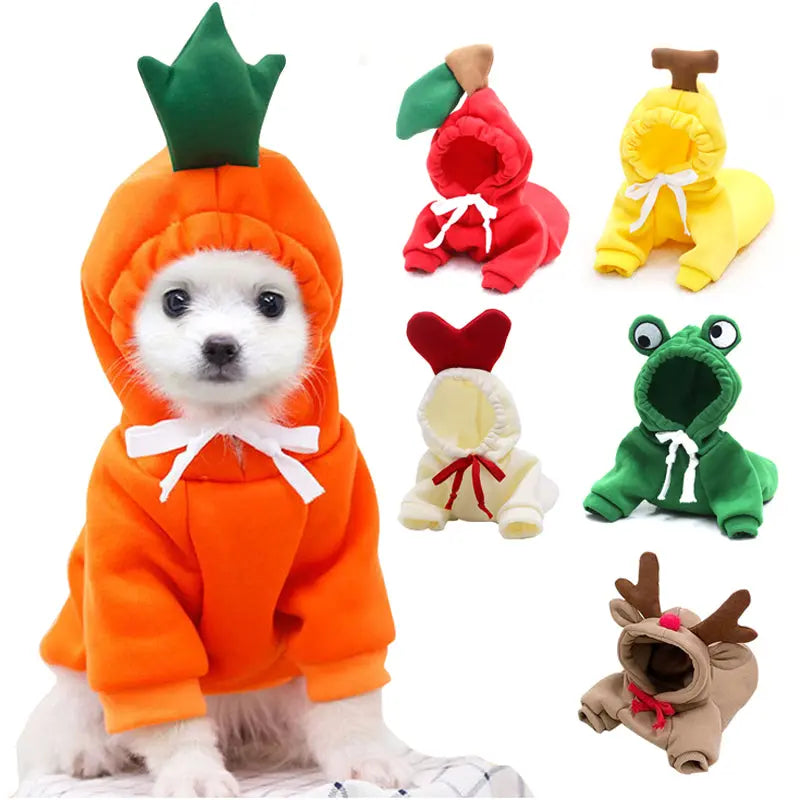 Cute Fruit Dog Hoodie – Warm Fleece Pet Clothes for Small Dogs, Puppies & Cats mzon store