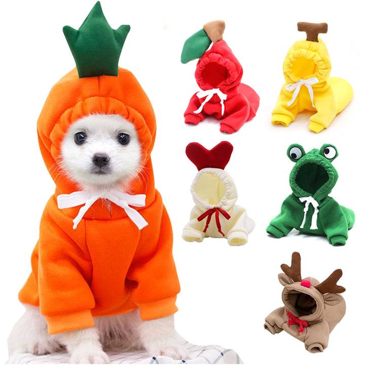 Cute Fruit Dog Hoodie – Warm Fleece Pet Clothes for Small Dogs, Puppies & Cats