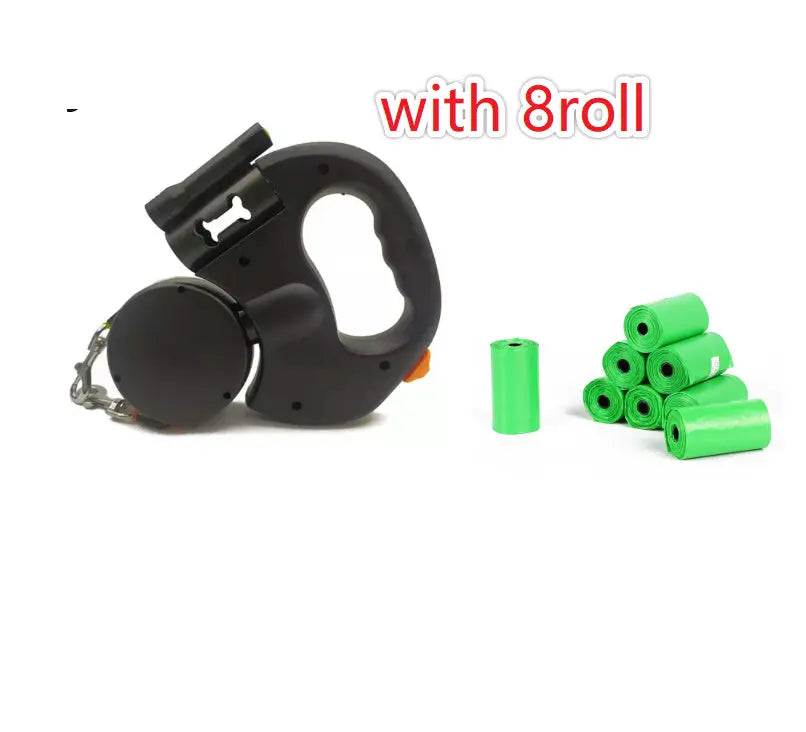 Retractable Dog Leash for Small Dogs – Dual 360° Swivel Leash with Reflective Strip, Flashlight & Poop Bag Holder mzon store