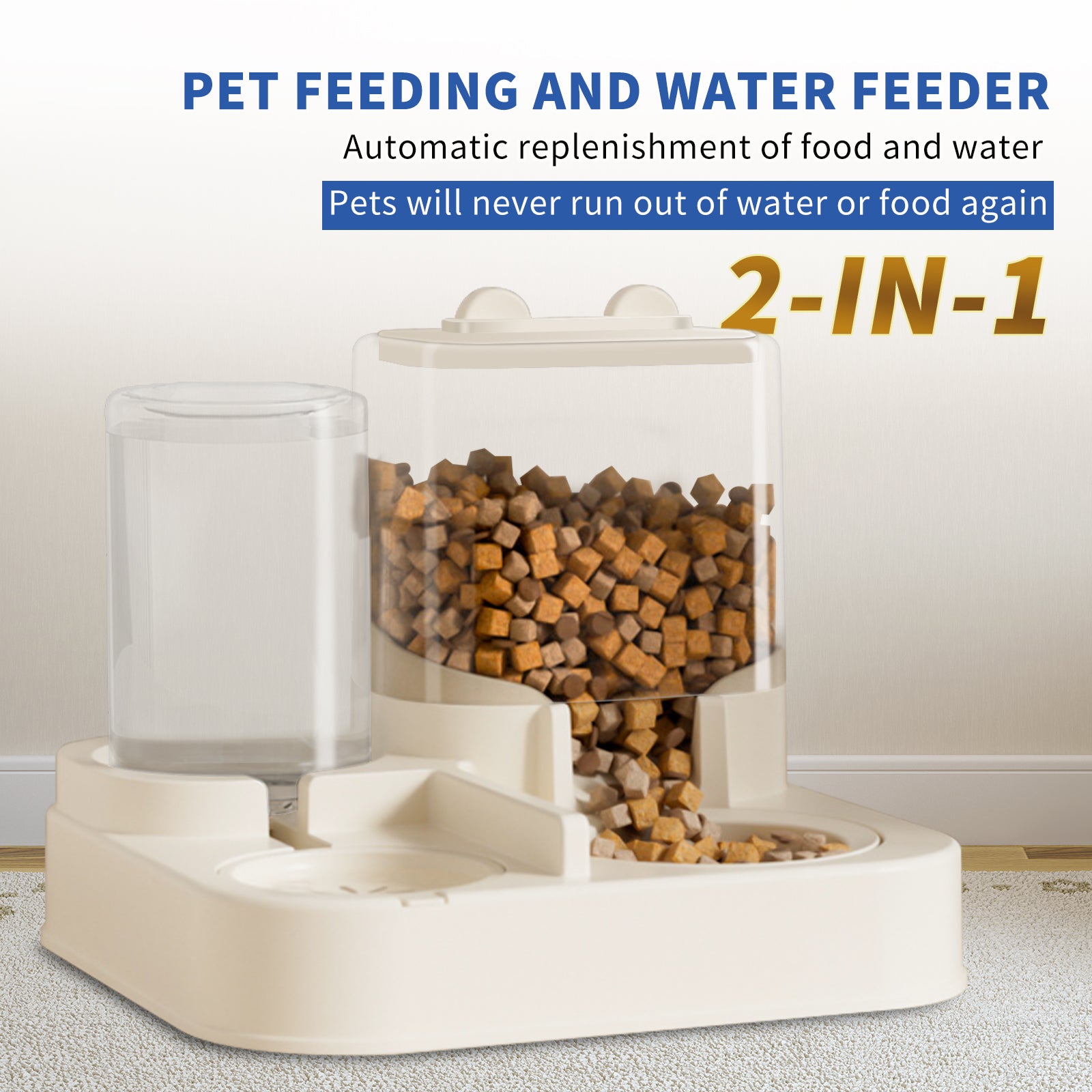 Transparent Automatic Pet Food & Water Dispenser – Self-Refilling Feeder for Cats & Dogs