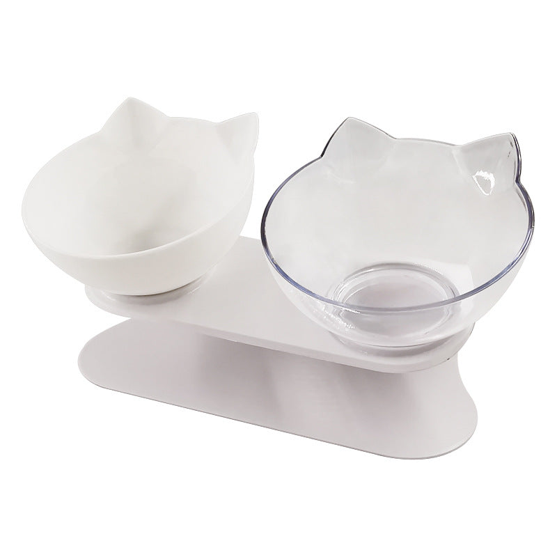 Inclined Cat Bowl – Ergonomic Oblique Mouth Pet Food Dish, Transparent & Anti-Spill
