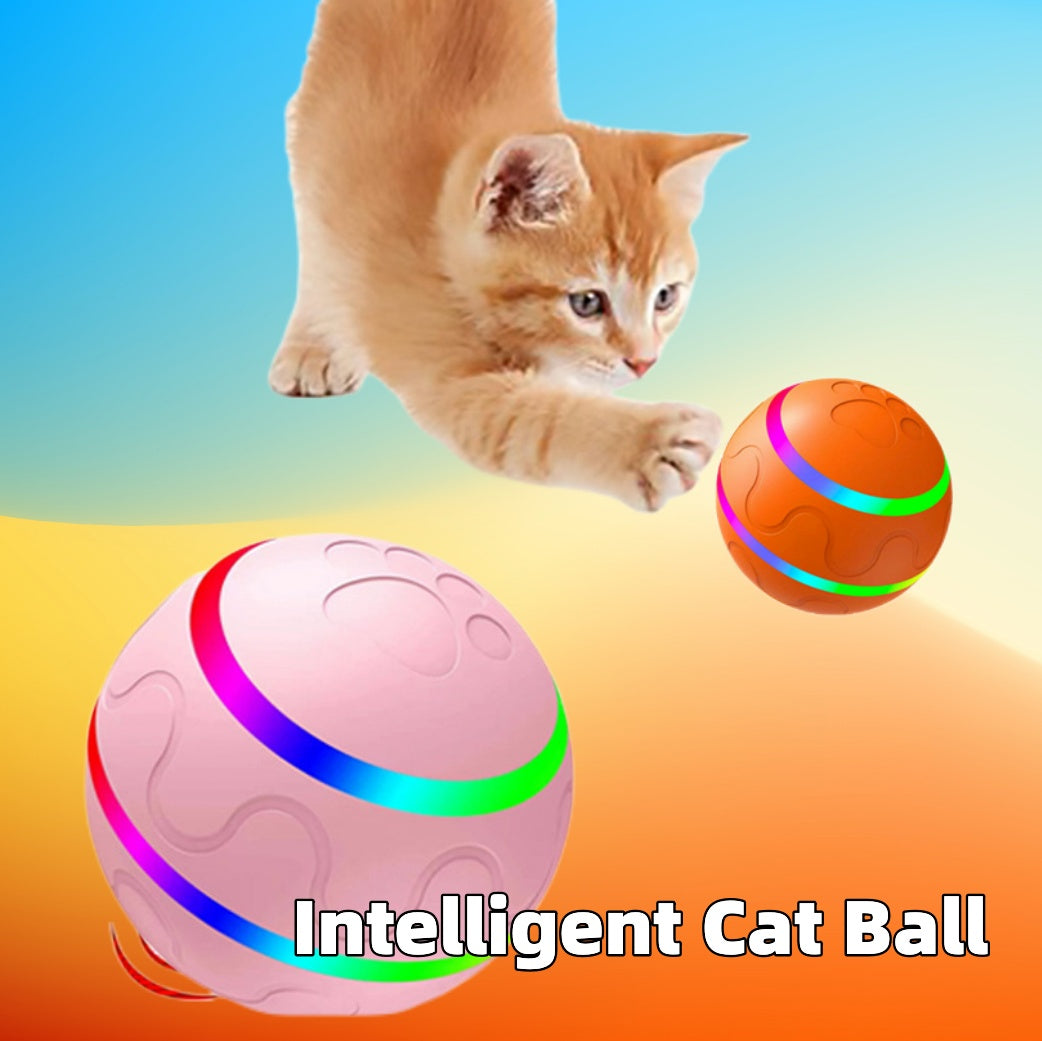 Automatic Interactive Cat Ball Toy – USB Rechargeable Self-Rotating Smart Ball with Crazy Mode (Remote Control Option)